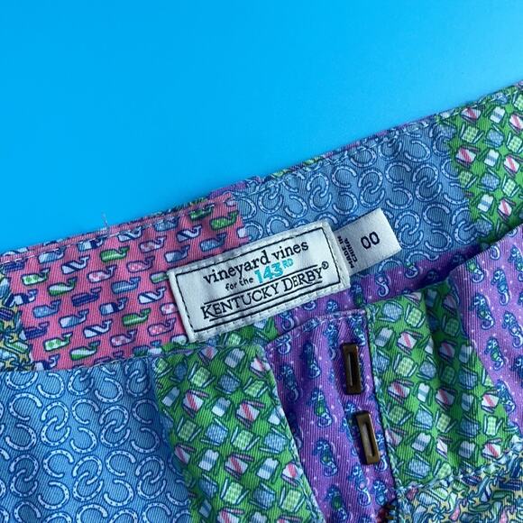 Vineyard Vines Women's Belt Loop Fly Zip Kentucky Derby Pull On Shorts Size 00 - Picture 3 of 6